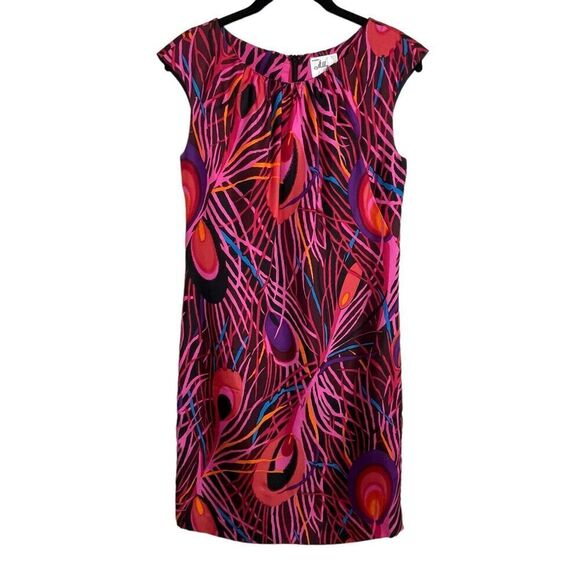 Milly Dresses & Skirts - MILLY OF NEW YORK Women's Peacock Red Colorful Silk Shift Dress Size 2